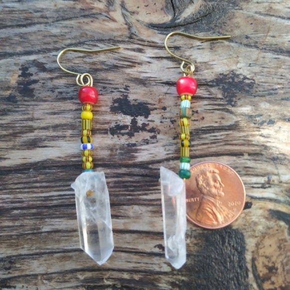 Quartz Point and African Bead Dangles - Picture 2 of 2